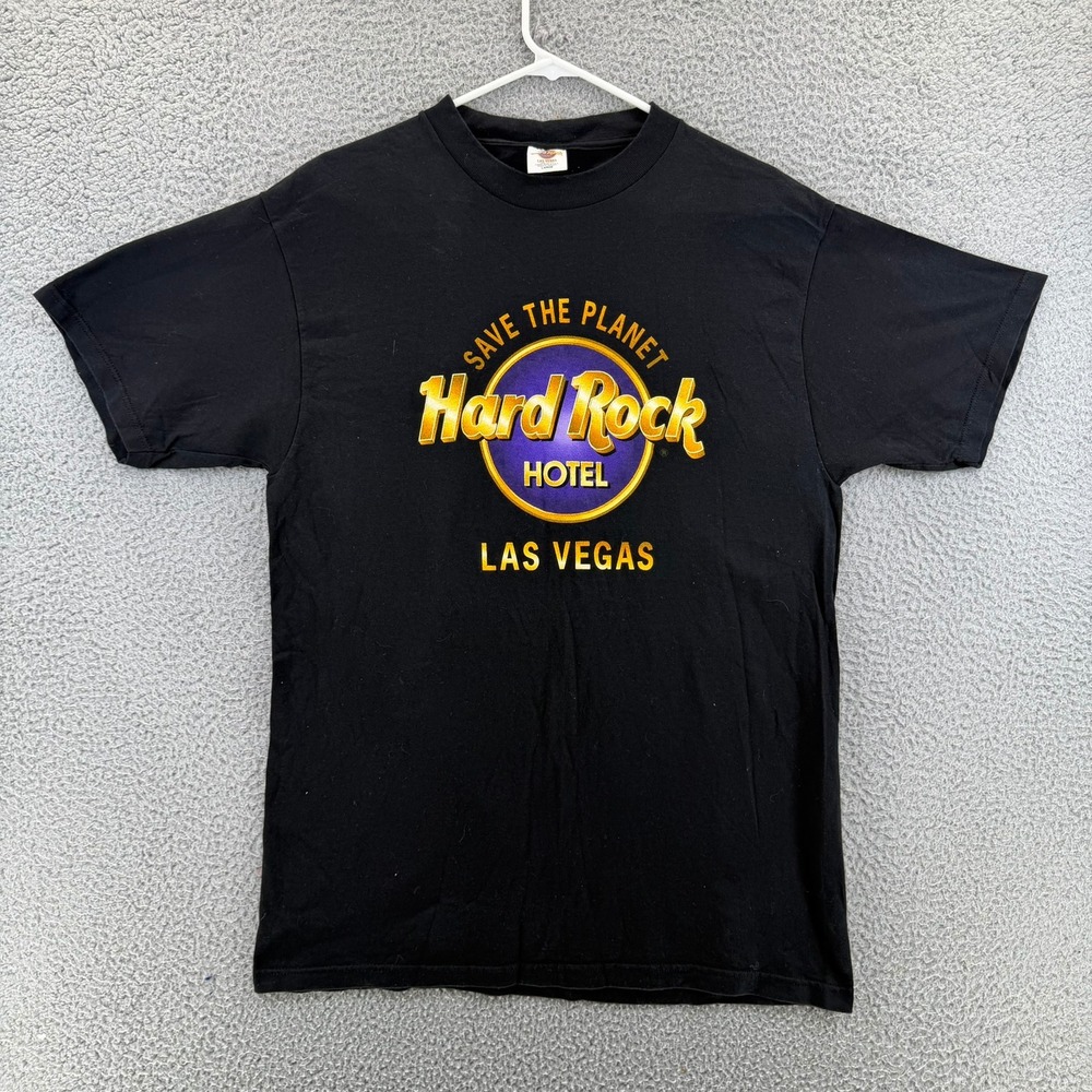 VTG Y2k Hard Rock Hotel Las Vegas Shirt Men L Black Save The Planet Winterland